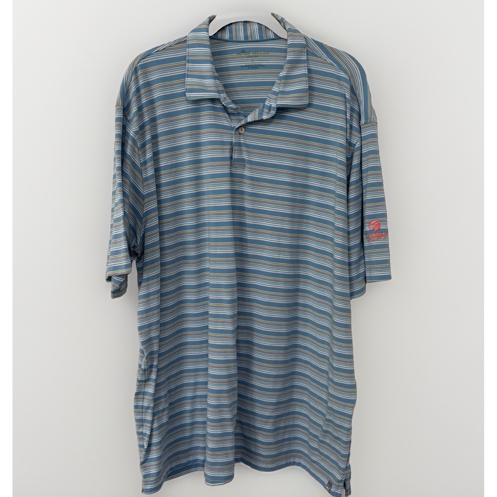 Peter Millar Seaside Men's Golf Polo SS El Dorado Logo Size XL Blue Multi Stripe